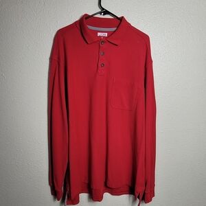 Duluth Trading Co Polo Shirt Sz XL Red Thick Warm Front Pocket Collar Button